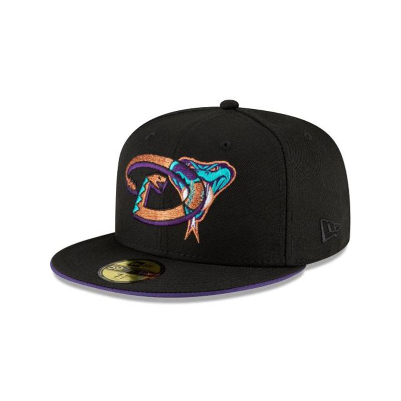 MLB Arizona Diamondbacks Double Logo 59Fifty Fitted (BFL5002) - Black New Era Caps